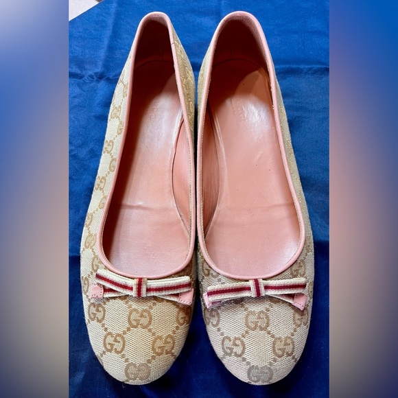Gucci Monogram Cloth Ballet Flats - Picture 1 of 14